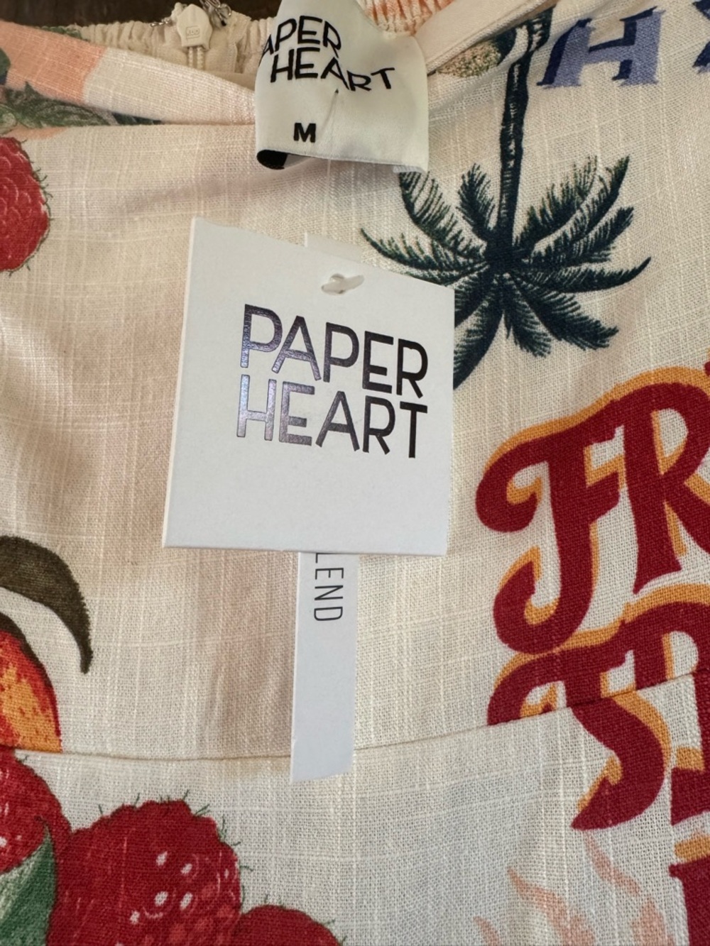 Paper heart strapless linen blend fruit dress NWT - Picture 2 of 6